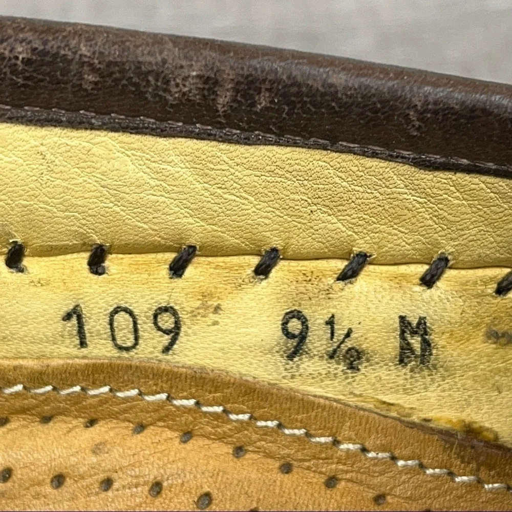Zelli sz 9.5 brown leather reptile tassel loafers